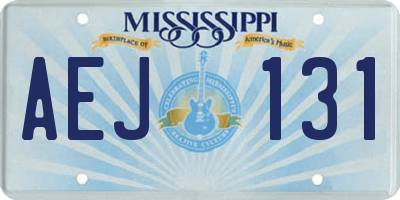 MS license plate AEJ131