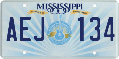 MS license plate AEJ134