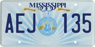 MS license plate AEJ135
