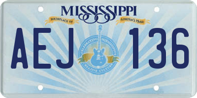 MS license plate AEJ136
