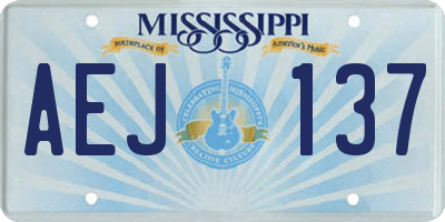 MS license plate AEJ137