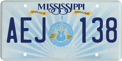 MS license plate AEJ138