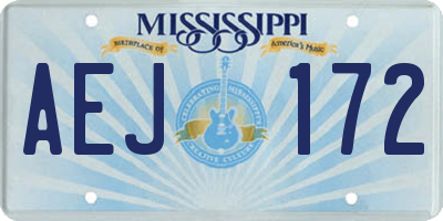 MS license plate AEJ172