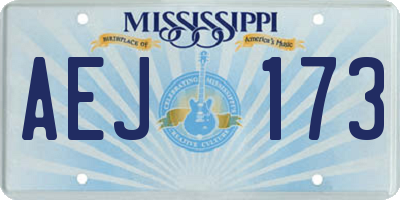 MS license plate AEJ173