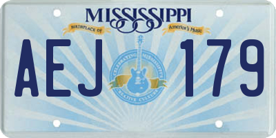 MS license plate AEJ179