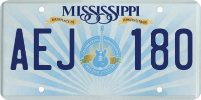MS license plate AEJ180