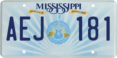 MS license plate AEJ181