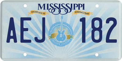 MS license plate AEJ182