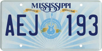 MS license plate AEJ193