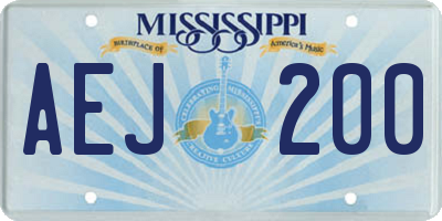 MS license plate AEJ200