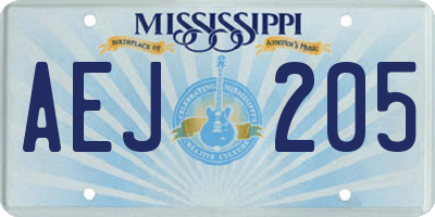 MS license plate AEJ205