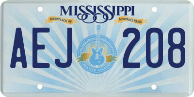 MS license plate AEJ208