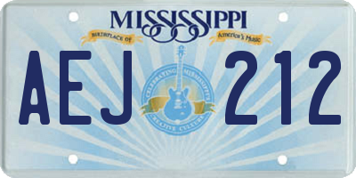 MS license plate AEJ212