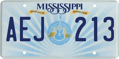 MS license plate AEJ213