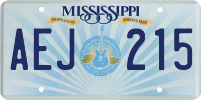MS license plate AEJ215