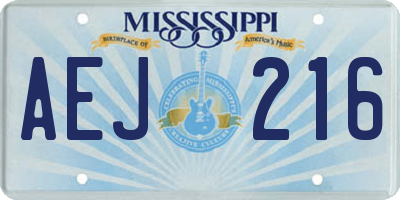 MS license plate AEJ216