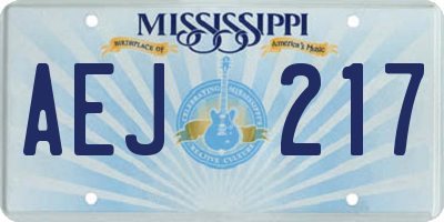 MS license plate AEJ217