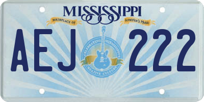 MS license plate AEJ222