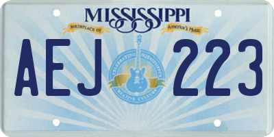 MS license plate AEJ223