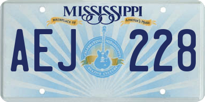 MS license plate AEJ228
