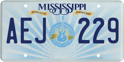MS license plate AEJ229