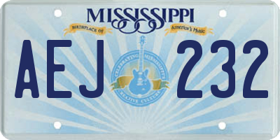 MS license plate AEJ232