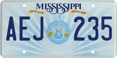 MS license plate AEJ235