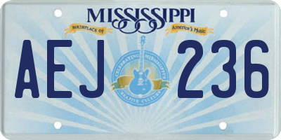 MS license plate AEJ236