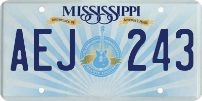 MS license plate AEJ243
