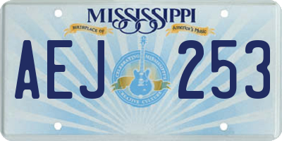MS license plate AEJ253