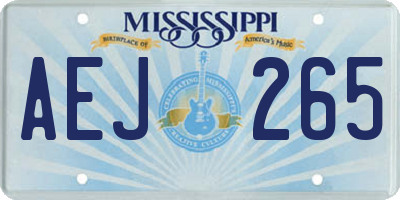 MS license plate AEJ265