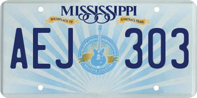 MS license plate AEJ303