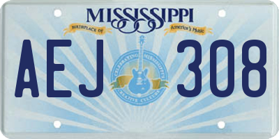 MS license plate AEJ308
