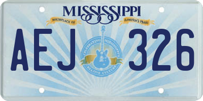 MS license plate AEJ326