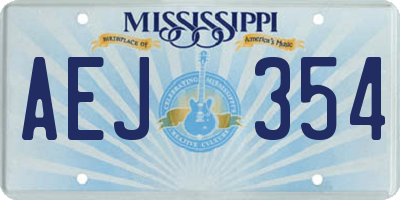 MS license plate AEJ354