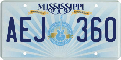 MS license plate AEJ360