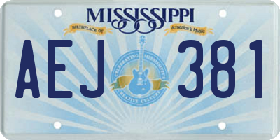 MS license plate AEJ381