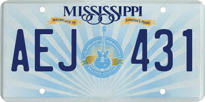 MS license plate AEJ431