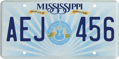 MS license plate AEJ456