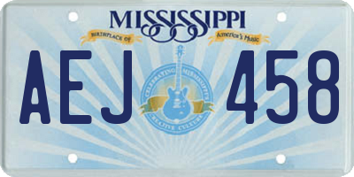 MS license plate AEJ458
