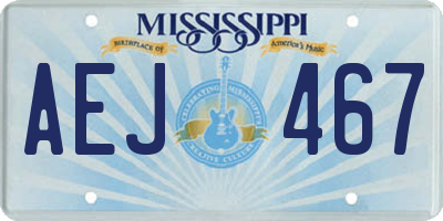 MS license plate AEJ467