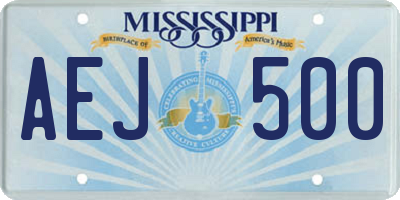 MS license plate AEJ500