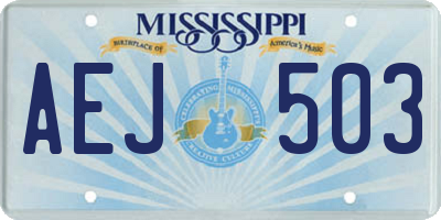 MS license plate AEJ503