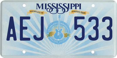 MS license plate AEJ533