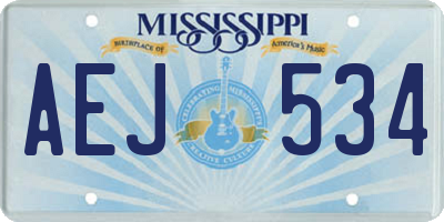 MS license plate AEJ534