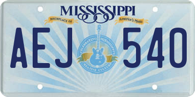 MS license plate AEJ540