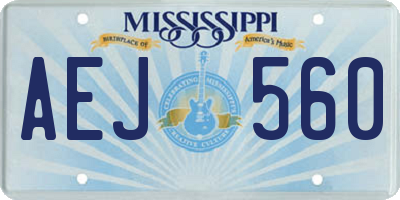 MS license plate AEJ560