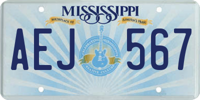 MS license plate AEJ567