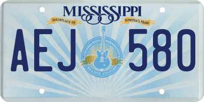 MS license plate AEJ580