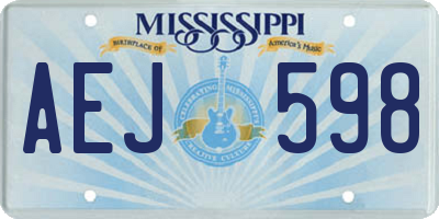 MS license plate AEJ598